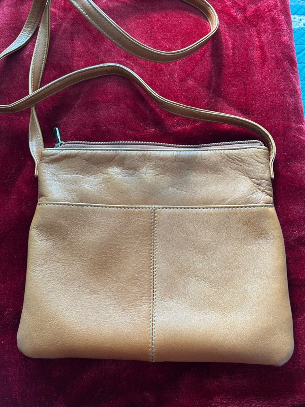 Classic Tan Leather Crossbody Bag
